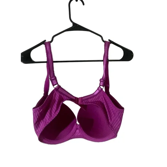 Freya 32F Deco Hattie Underwire Moulded Plunge Bra Purple Striped EUC - Picture 3 of 9